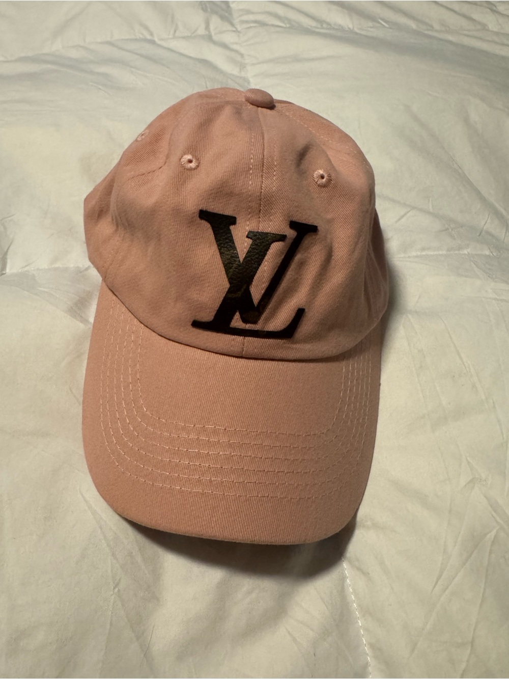 Pink LV Logo Baseball Cap Adjustable Designer Upcycled Style